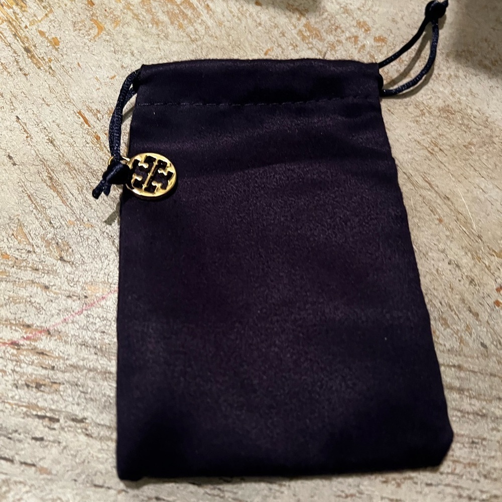Tory‎ Burch Navy Pouch with Gold Emblem